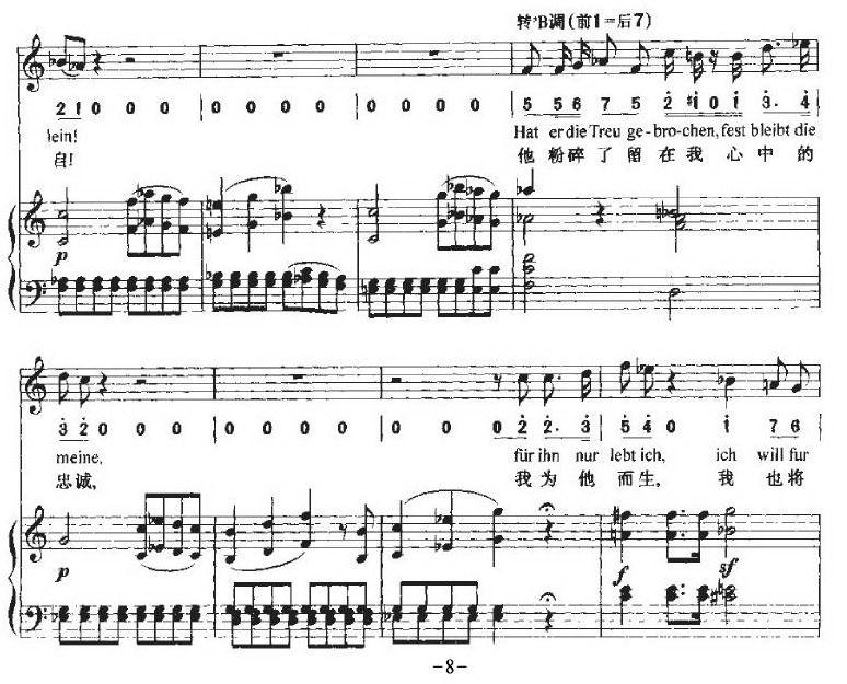 Ha，Treuloser（嘿，负心人）（中外文对照、正谱+简谱）钢琴曲谱（图8）