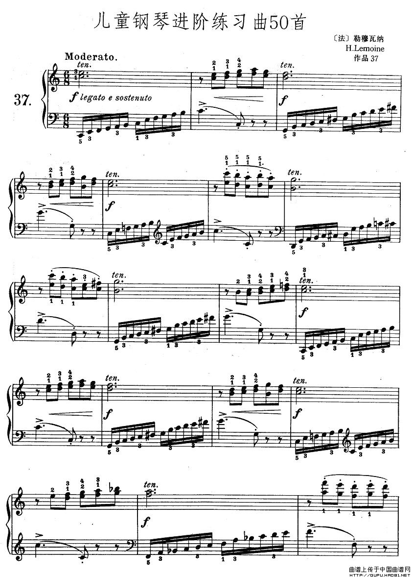 儿童钢琴进阶练习曲50首之37钢琴曲谱（图1）
