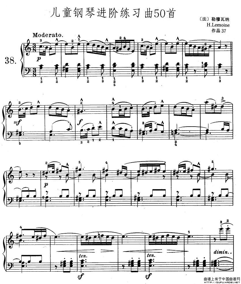 儿童钢琴进阶练习曲50首之38钢琴曲谱（图1）