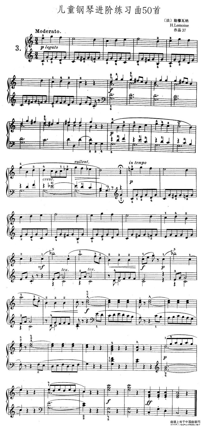 儿童钢琴进阶练习曲50首之3钢琴曲谱（图1）