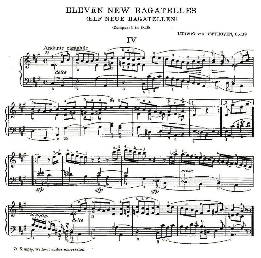贝多芬钢琴小品Op.119 之四钢琴曲谱（图1）