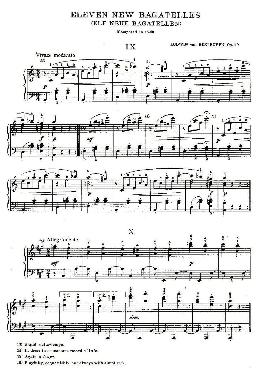 贝多芬钢琴小品Op.119 之九、十钢琴曲谱（图1）