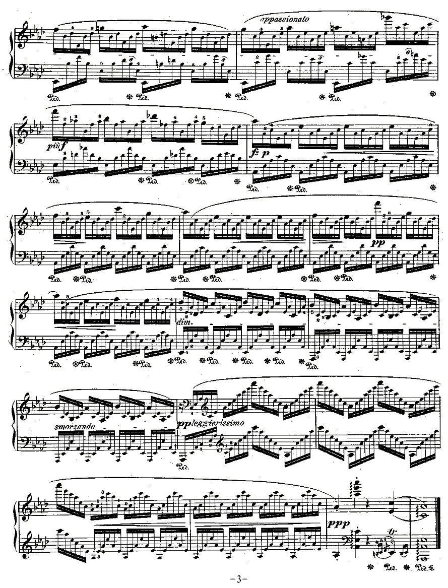 肖邦钢琴练习曲，Op.25之一钢琴曲谱（图3）