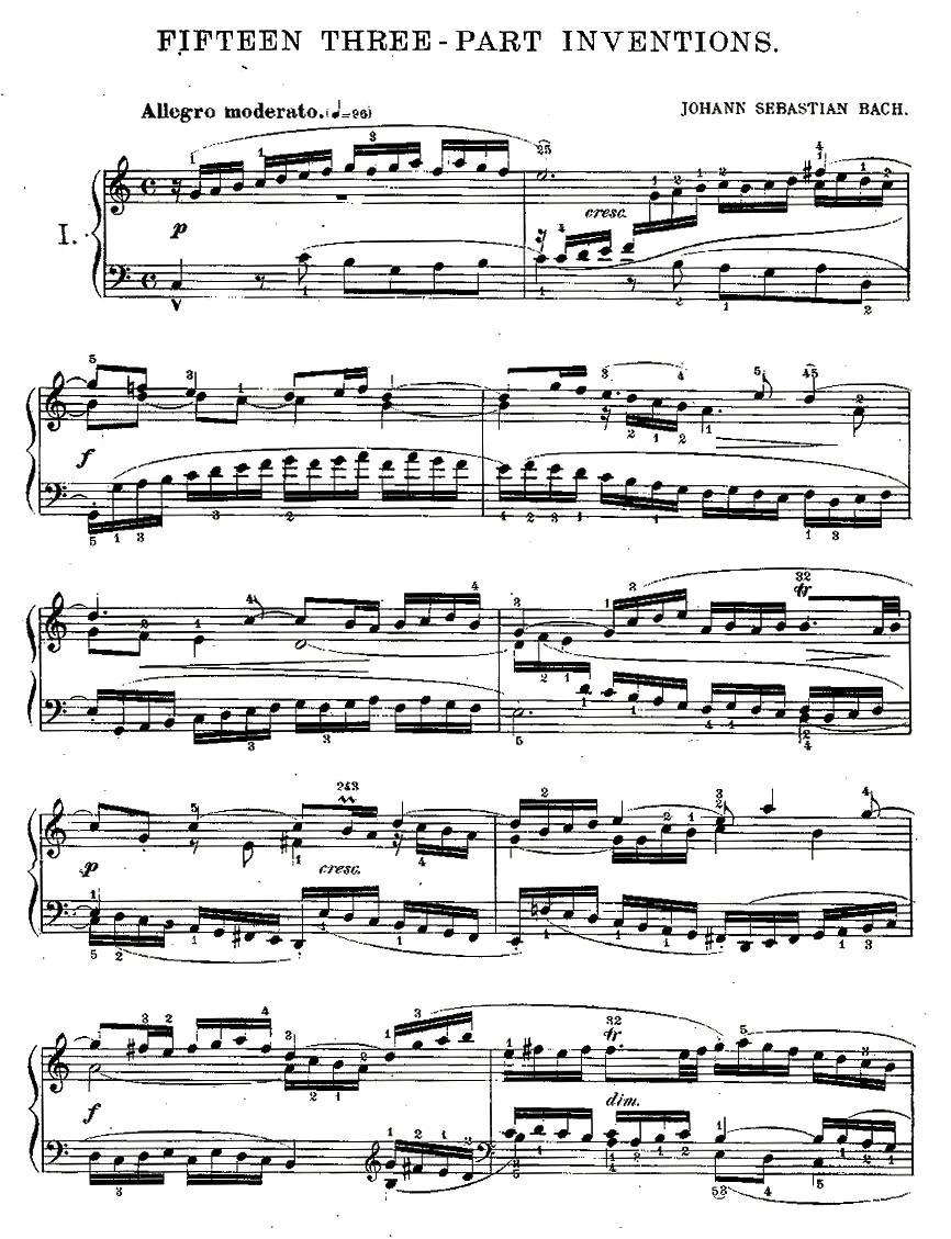 FIFTEEN THREE-PART INVETIONS之一（15首3部创意曲之一）钢琴曲谱（图1）