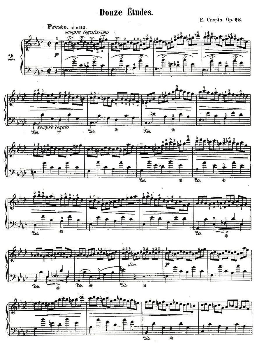 肖邦钢琴练习曲，Op.25之二钢琴曲谱（图1）