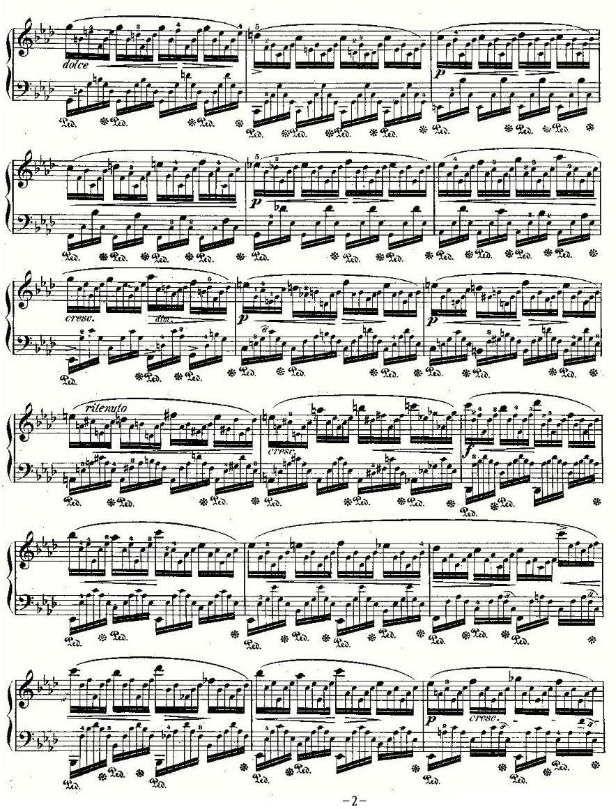 肖邦钢琴练习曲，Op.25之一钢琴曲谱（图2）