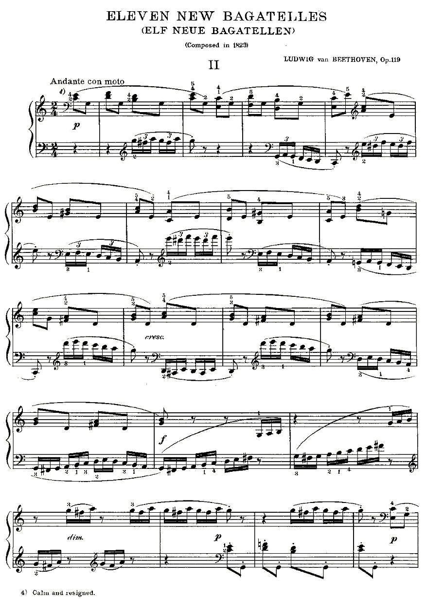 贝多芬钢琴小品Op.119 之二钢琴曲谱（图1）