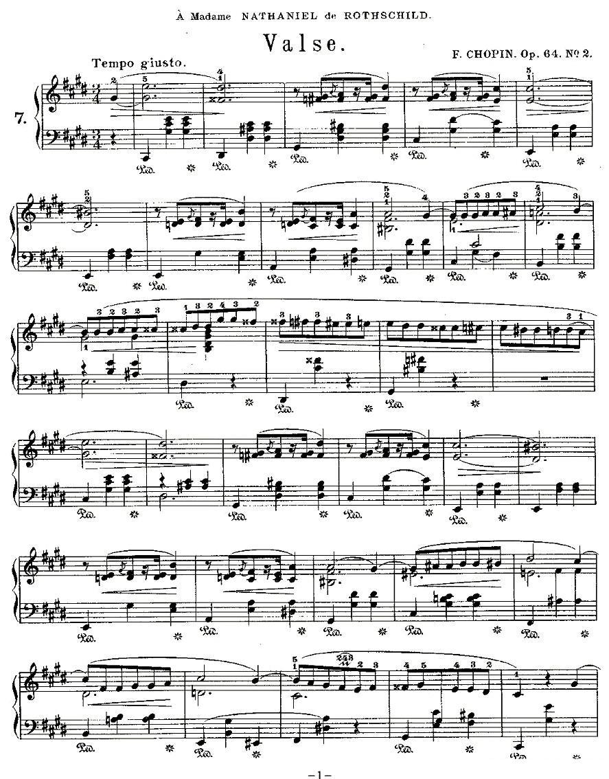 valse，Op.64, No.2钢琴曲谱（图1）