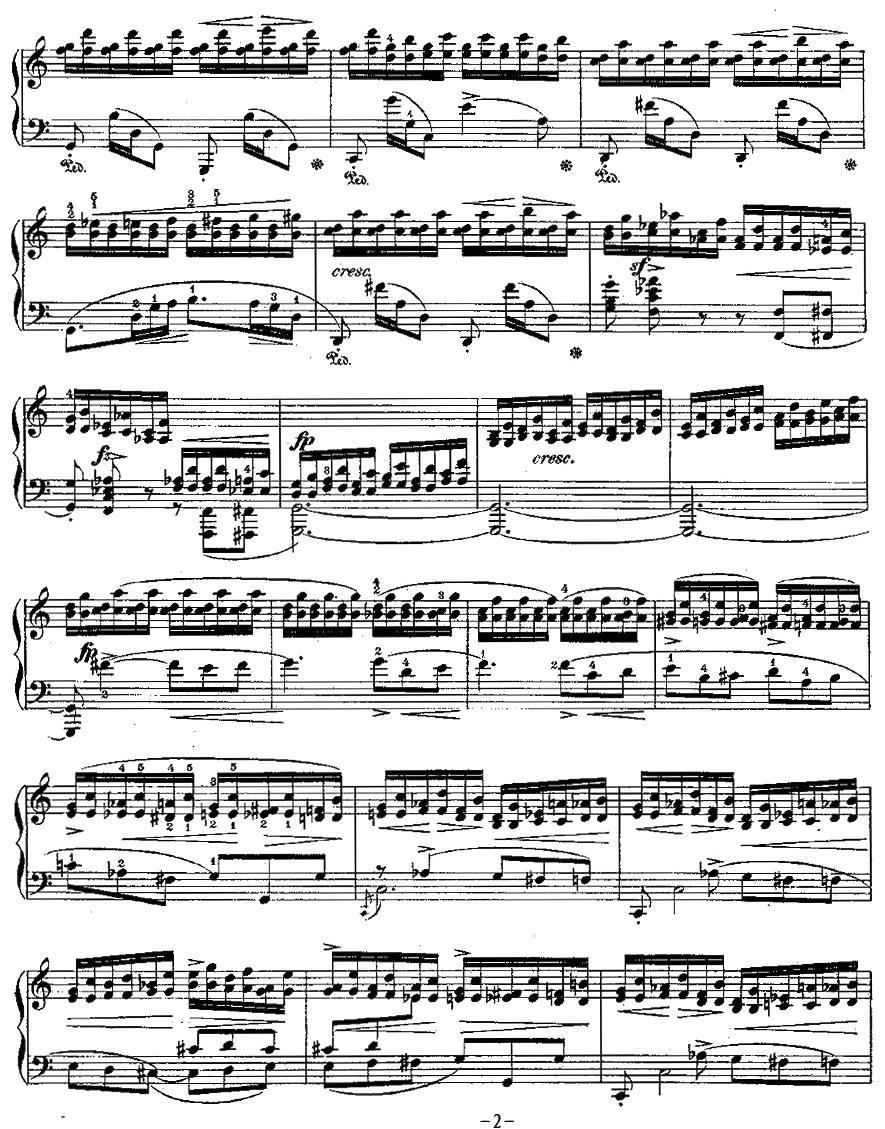 肖邦钢琴练习曲，Op.10之七钢琴曲谱（图2）