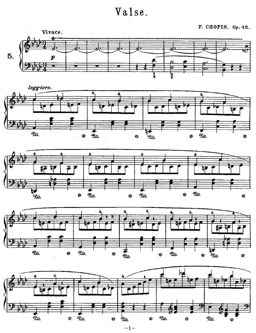 valse，Op.42钢琴曲谱（图1）