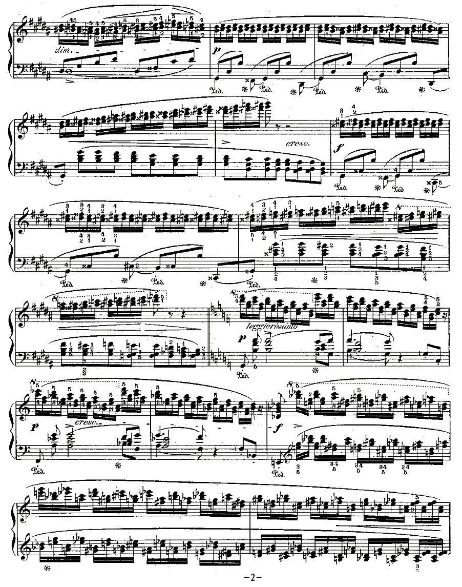 肖邦钢琴练习曲，Op.25之六钢琴曲谱（图2）