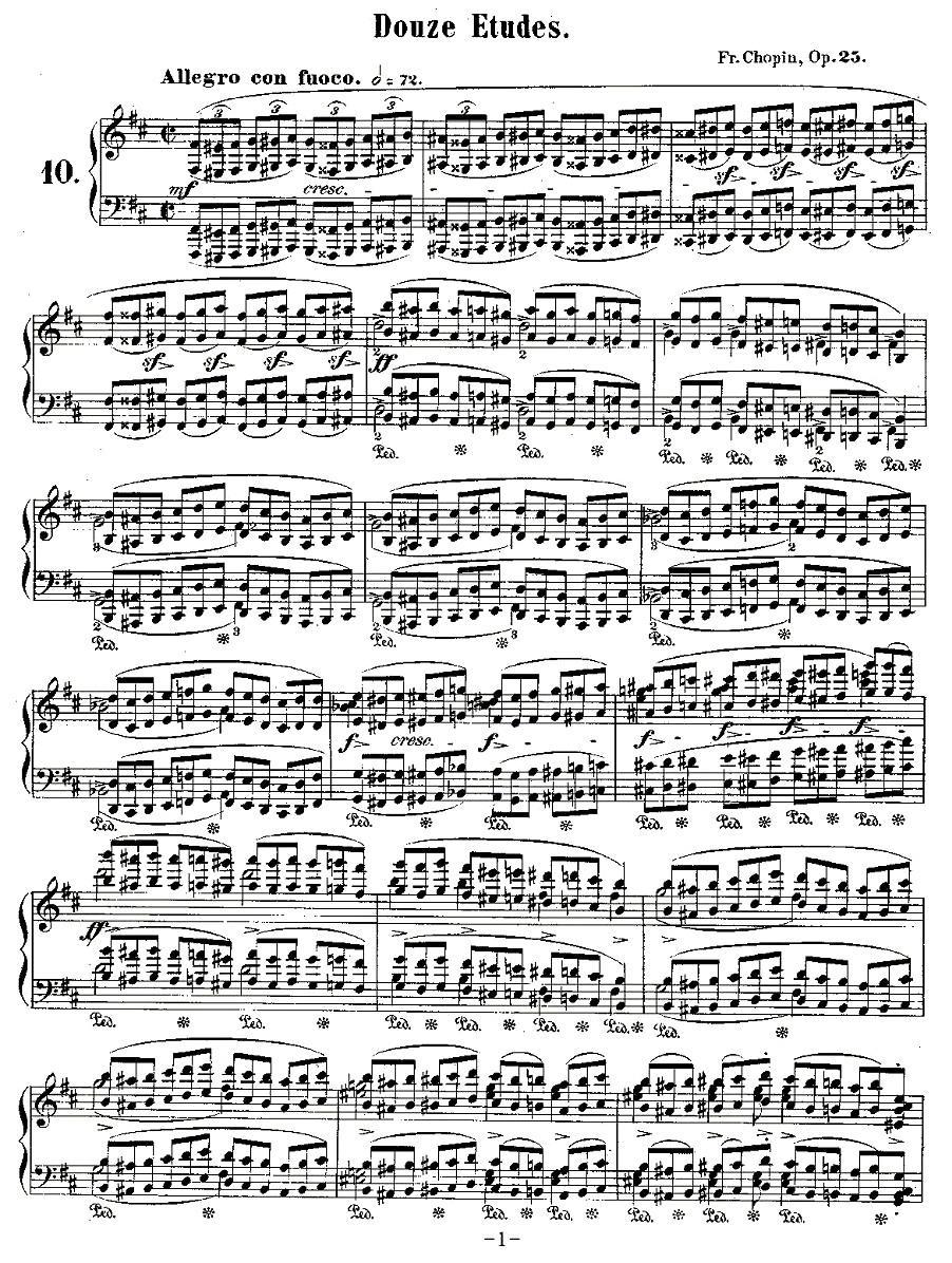 肖邦钢琴练习曲，Op.25之十钢琴曲谱（图1）
