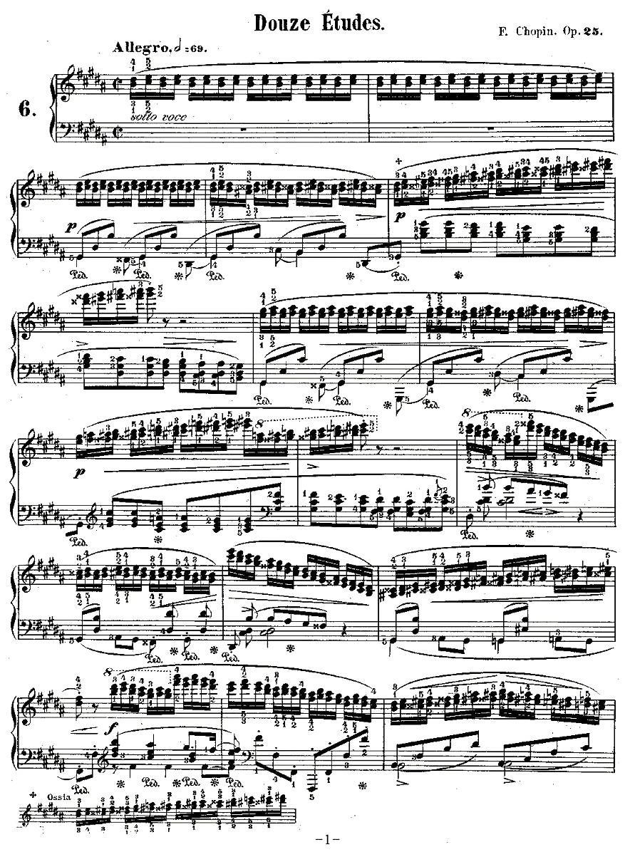 肖邦钢琴练习曲，Op.25之六钢琴曲谱（图1）