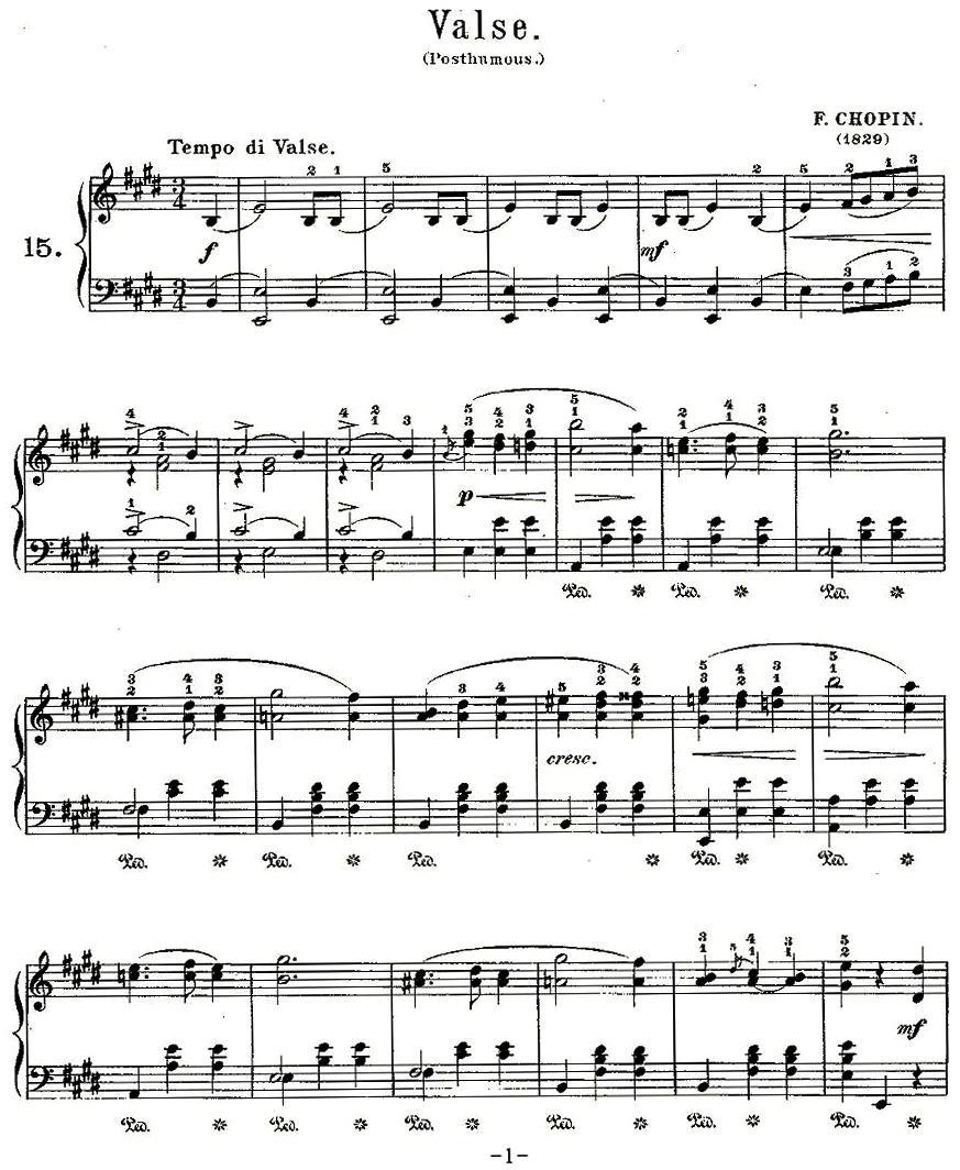 valse（第15首）钢琴曲谱（图1）