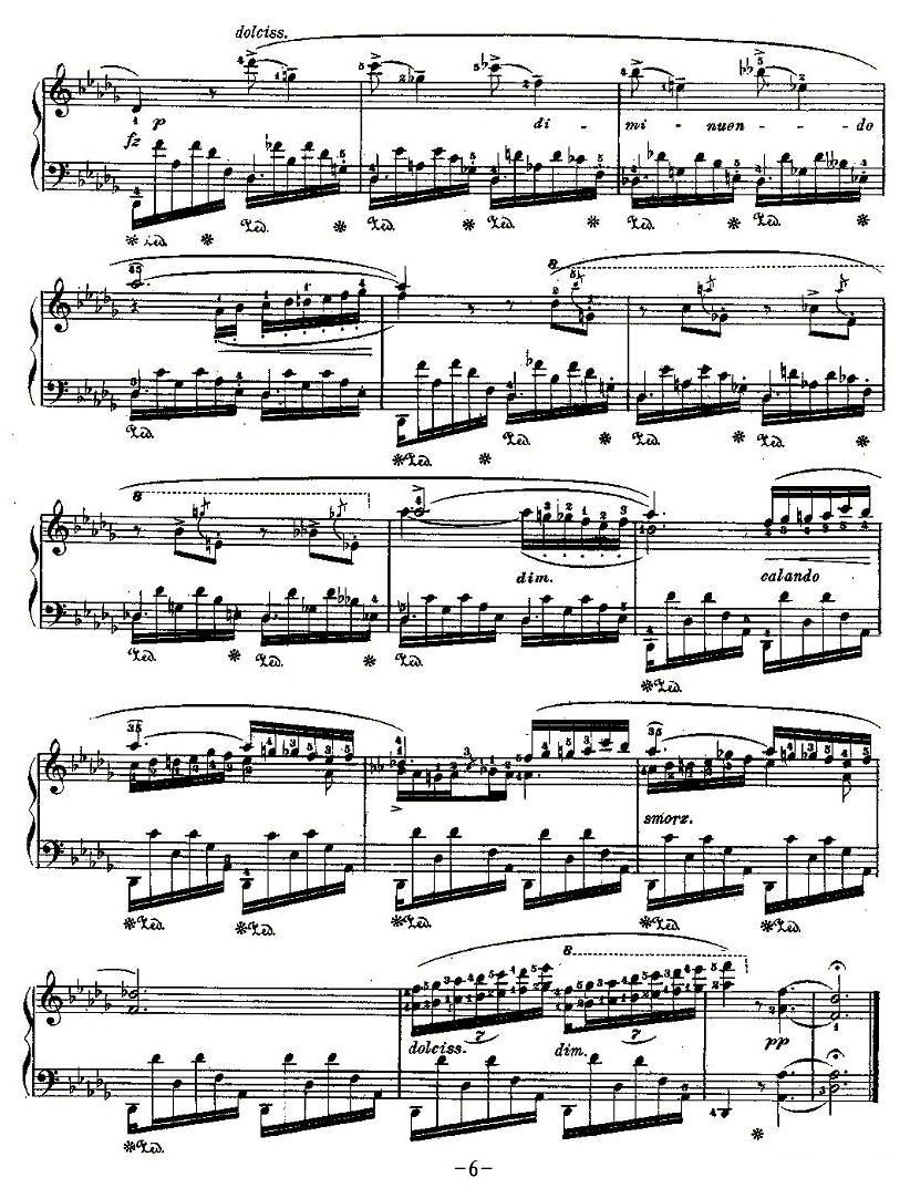 降D大调夜曲Op.27－2（Nocturne D-FLAT ）钢琴曲谱（图6）