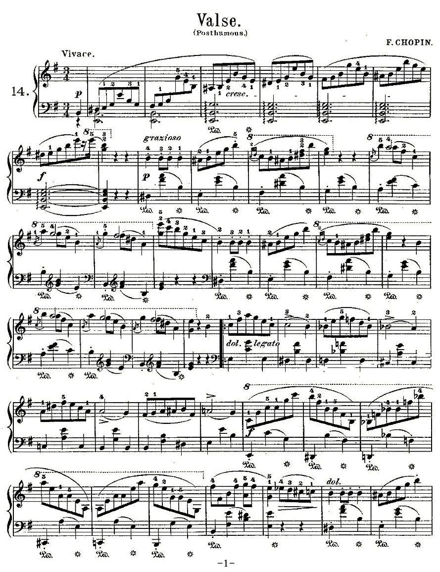 valse（第14首）钢琴曲谱（图1）