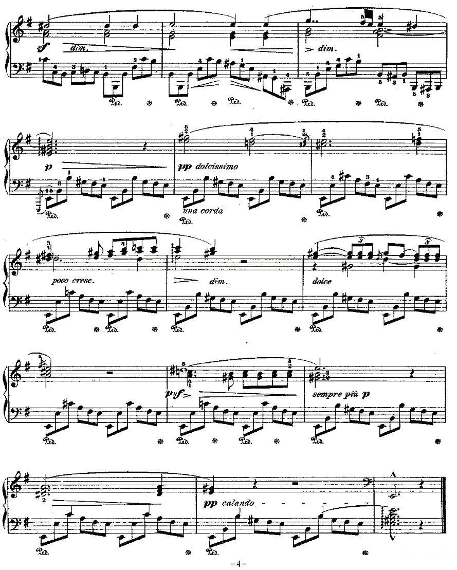 E小调夜曲Op.72－1（Nocturne）钢琴曲谱（图4）