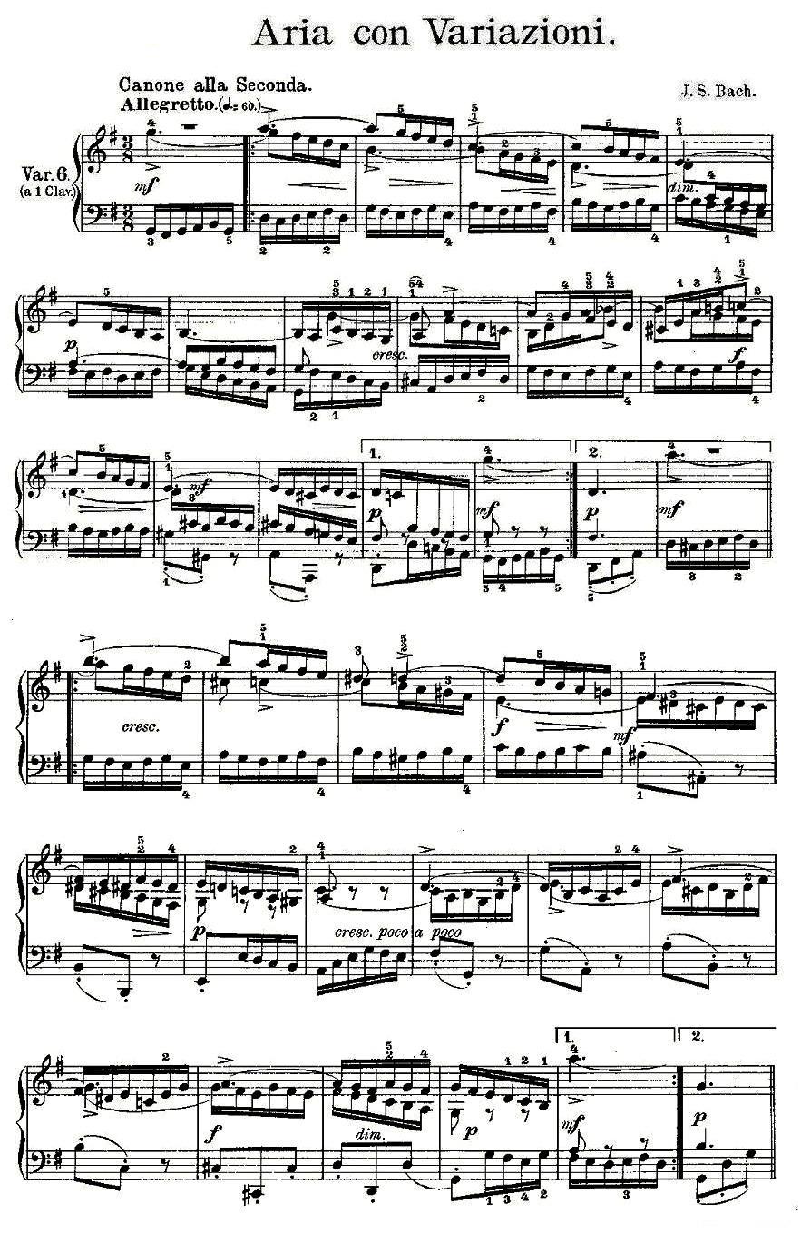 Aria con Variazioni 之六钢琴曲谱（图1）