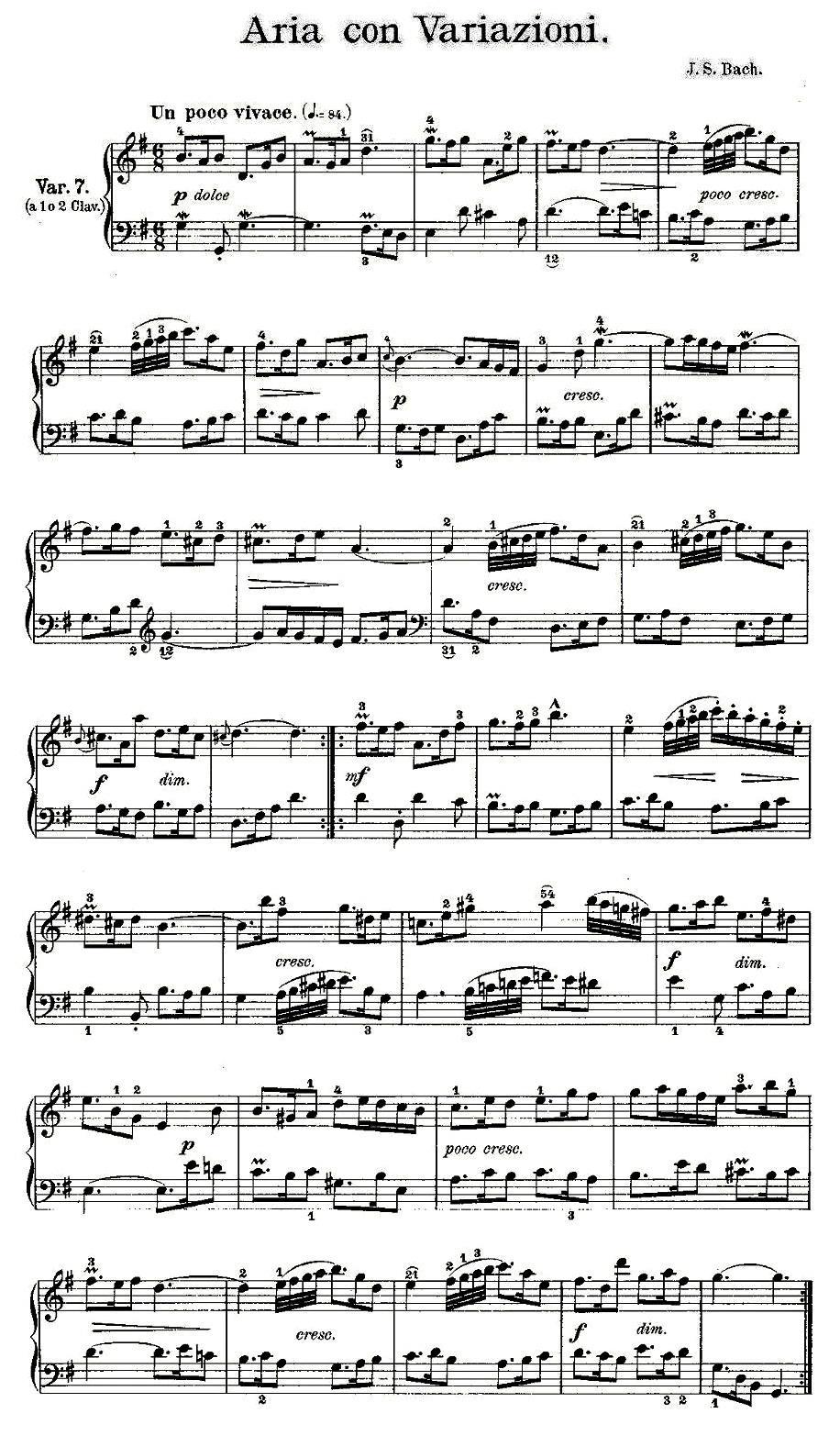 Aria con Variazioni 之七钢琴曲谱（图1）