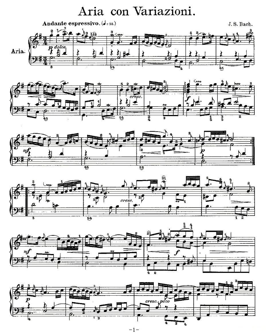 Aria con Variazioni 之一钢琴曲谱（图1）