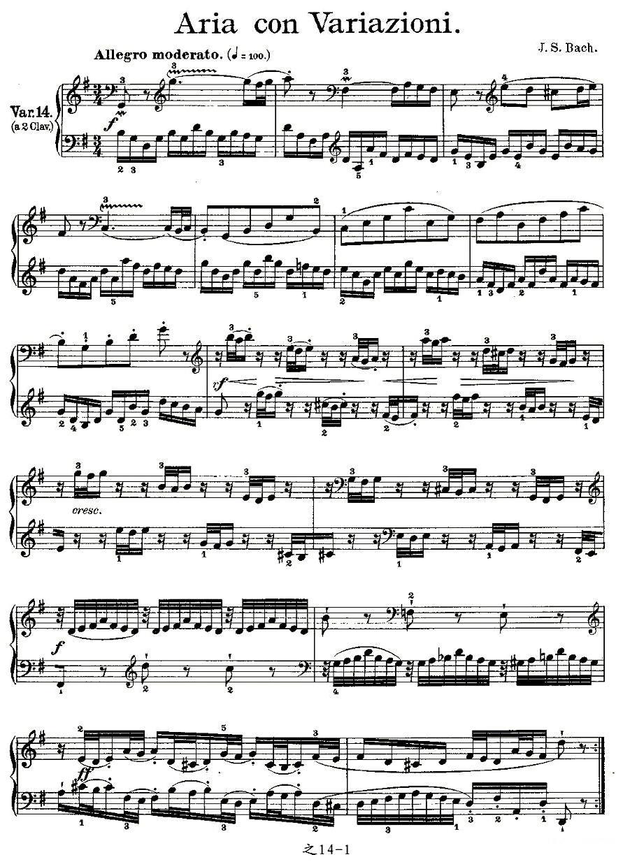 Aria con Variazioni 之14钢琴曲谱（图1）