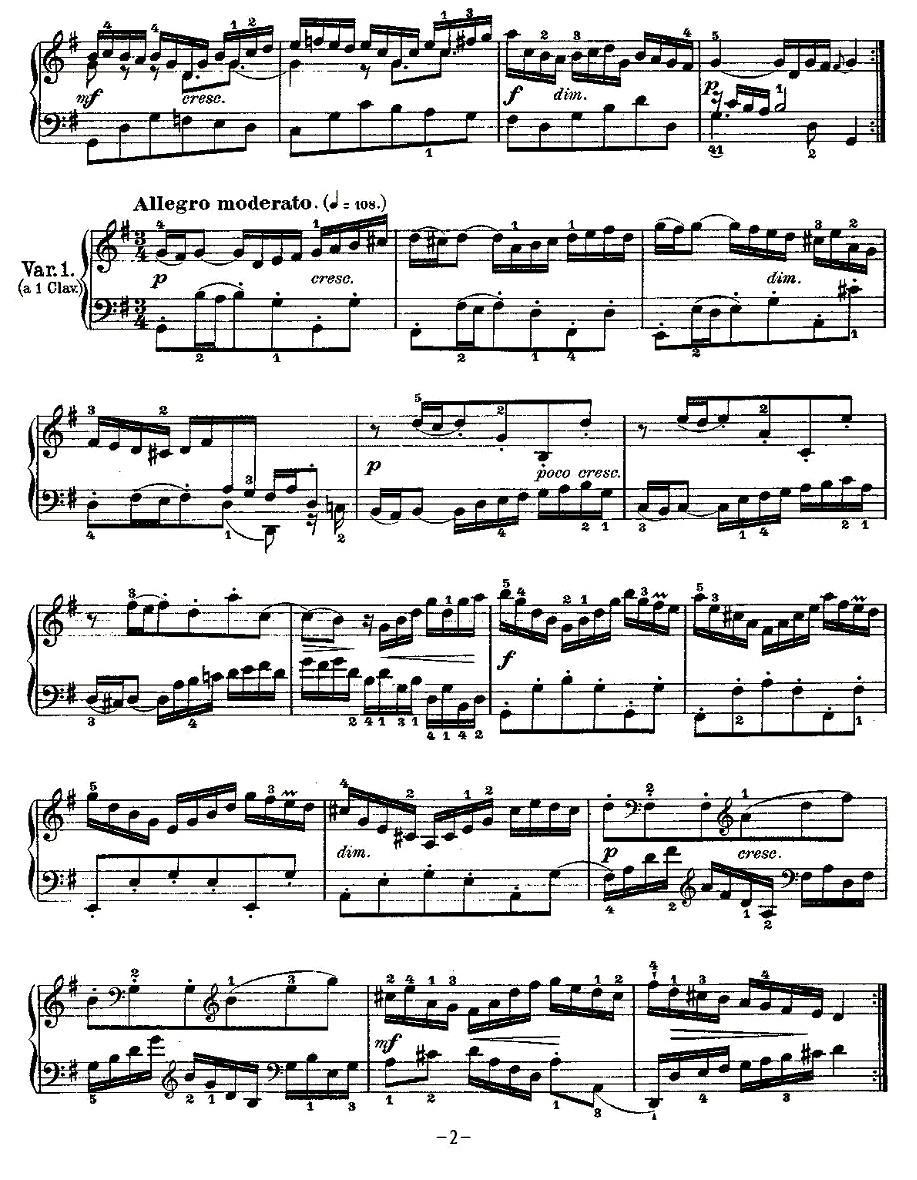 Aria con Variazioni 之一钢琴曲谱（图2）