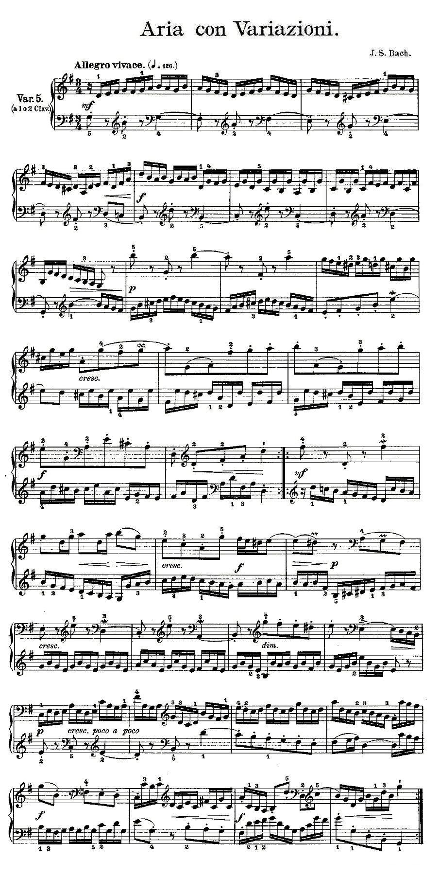 Aria con Variazioni 之五钢琴曲谱（图1）