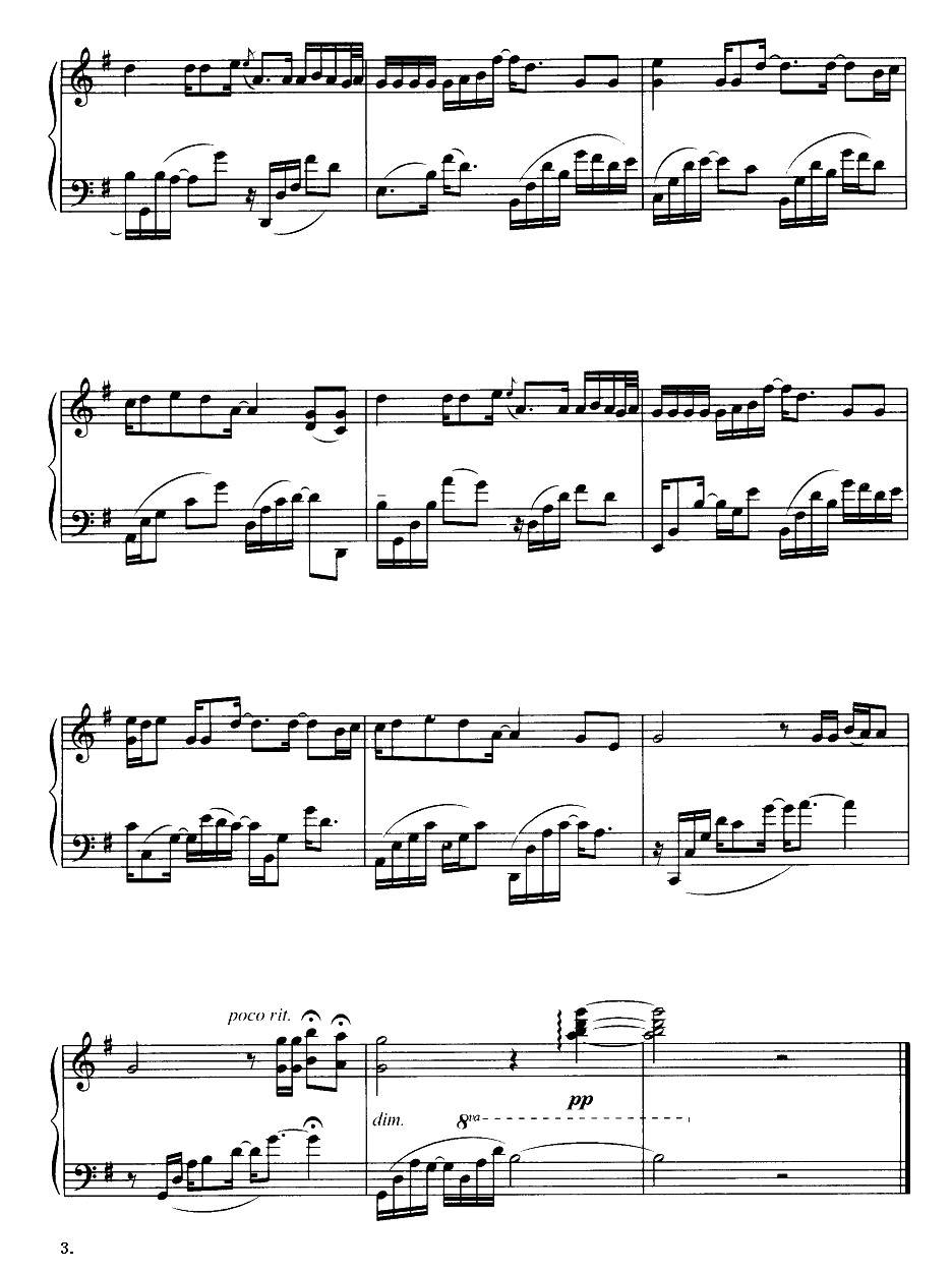 月半弯钢琴曲谱（图3）