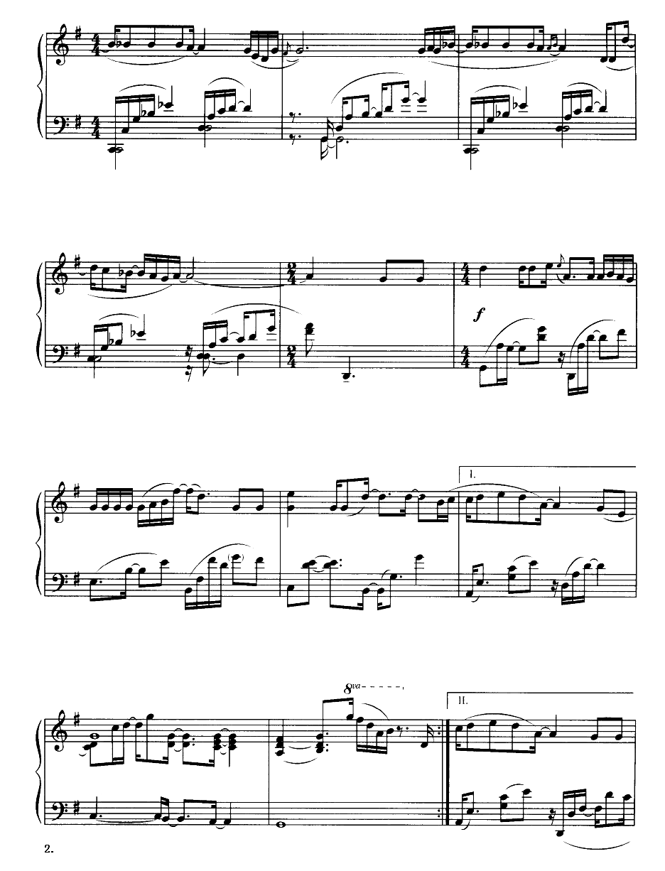 月半弯钢琴曲谱（图2）