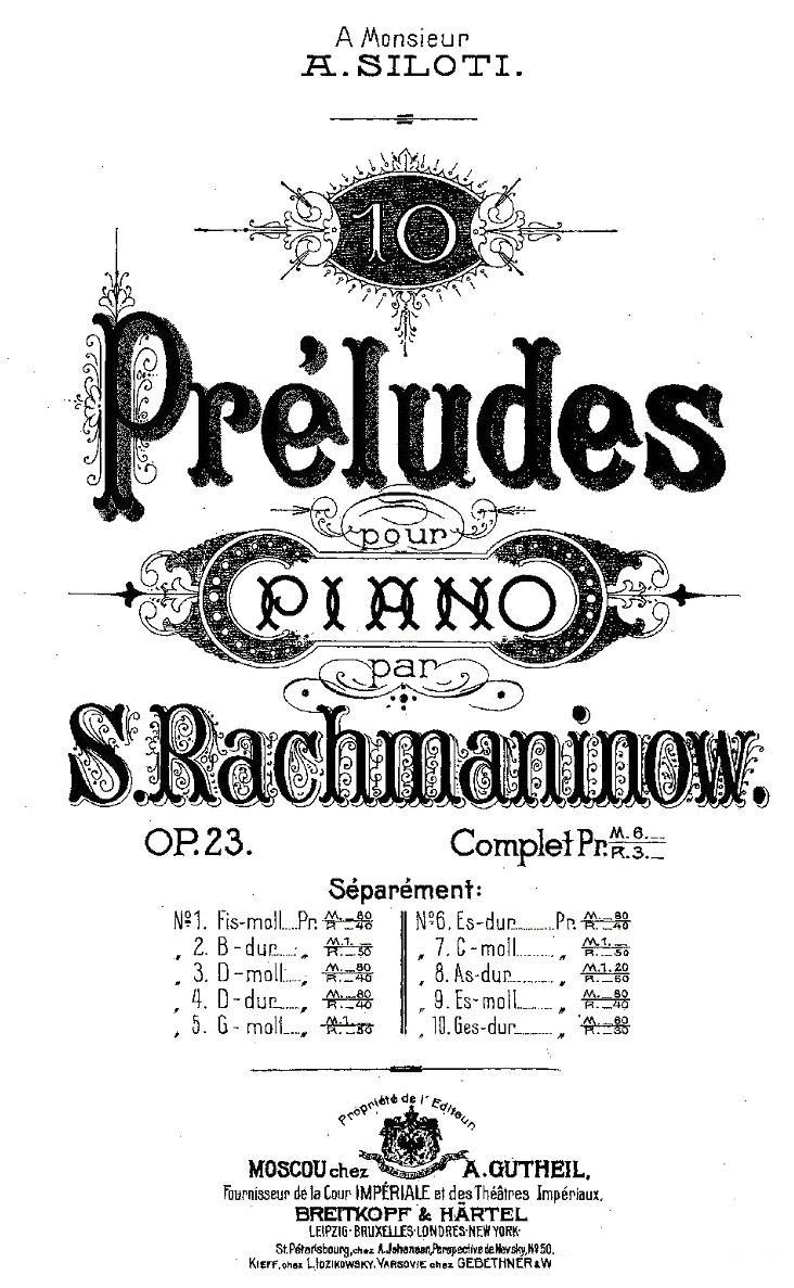 10首《前奏曲》之三（Rachmaninoff10 Preludes Op.23）钢琴曲谱（图1）