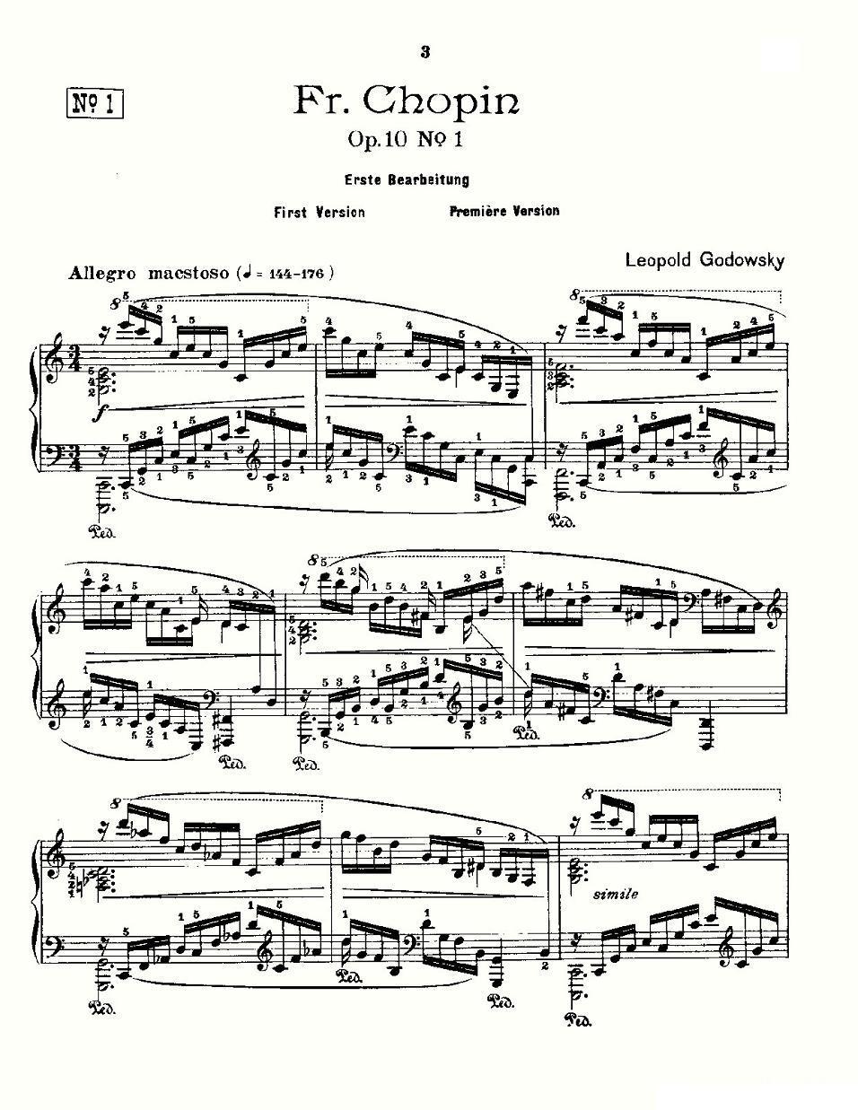 肖邦《练习曲》Fr.Chopin Op.10 No1-1钢琴曲谱（图1）