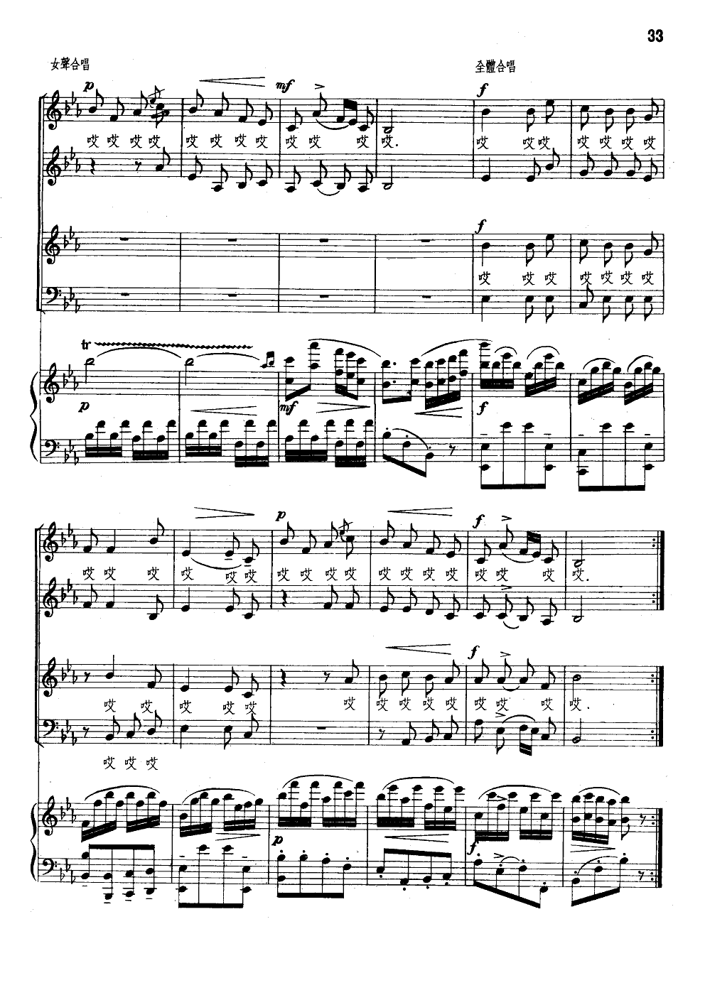 生产忙(合唱钢伴谱)钢琴曲谱（图2）