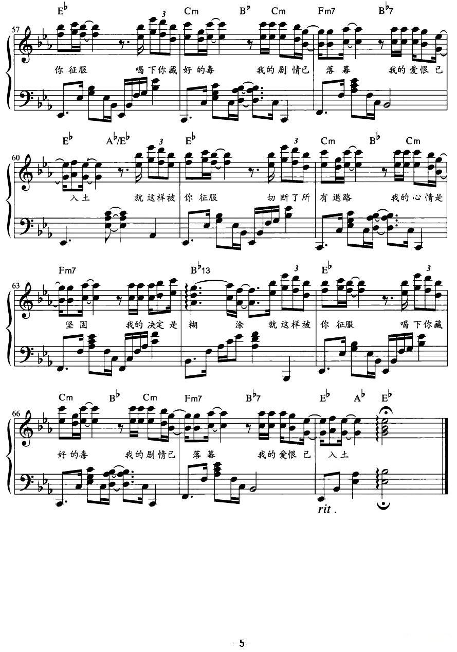 征服（弹唱谱）钢琴曲谱（图5）