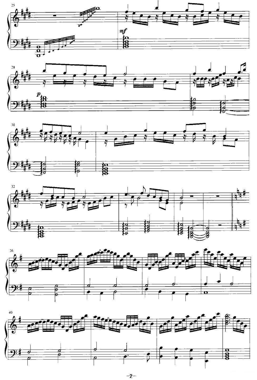 《沂蒙山小调》主题变奏曲钢琴曲谱（图2）