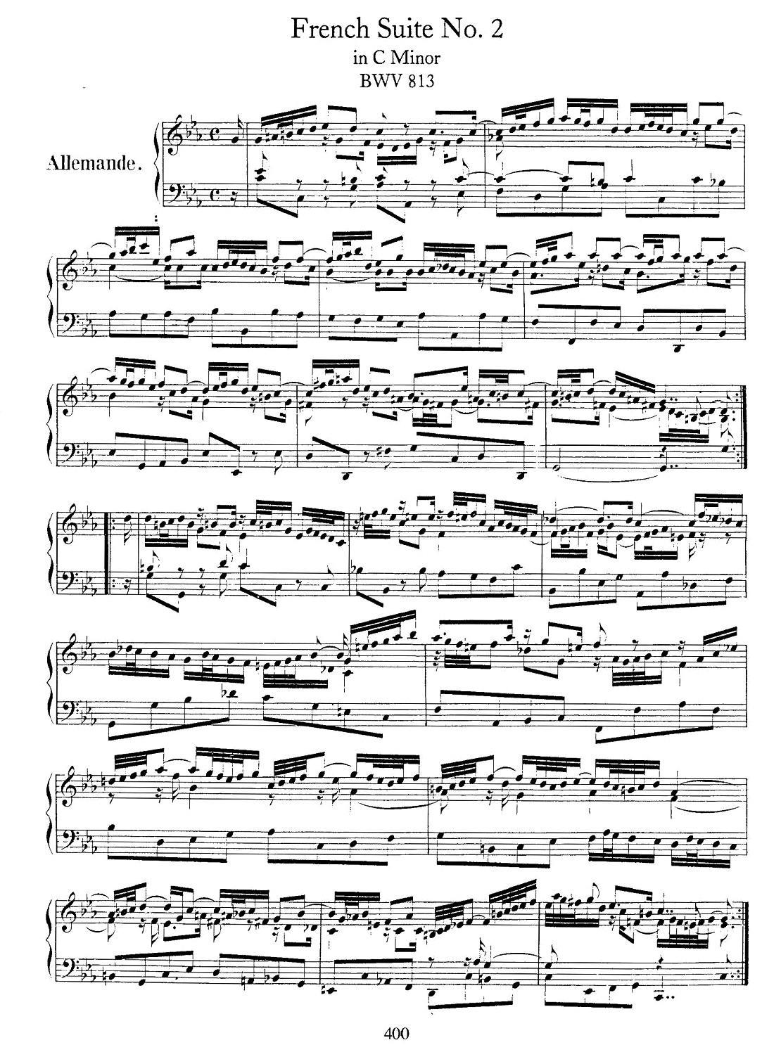 法国组曲之二：c小调钢琴曲谱（图1）