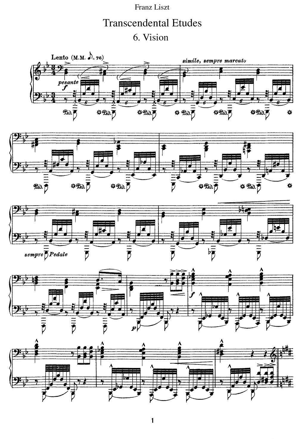 12首超级技巧练习曲：Vision（幻影）钢琴曲谱（图1）