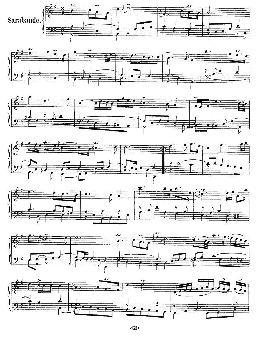 法国组曲之五：G大调钢琴曲谱（图3）
