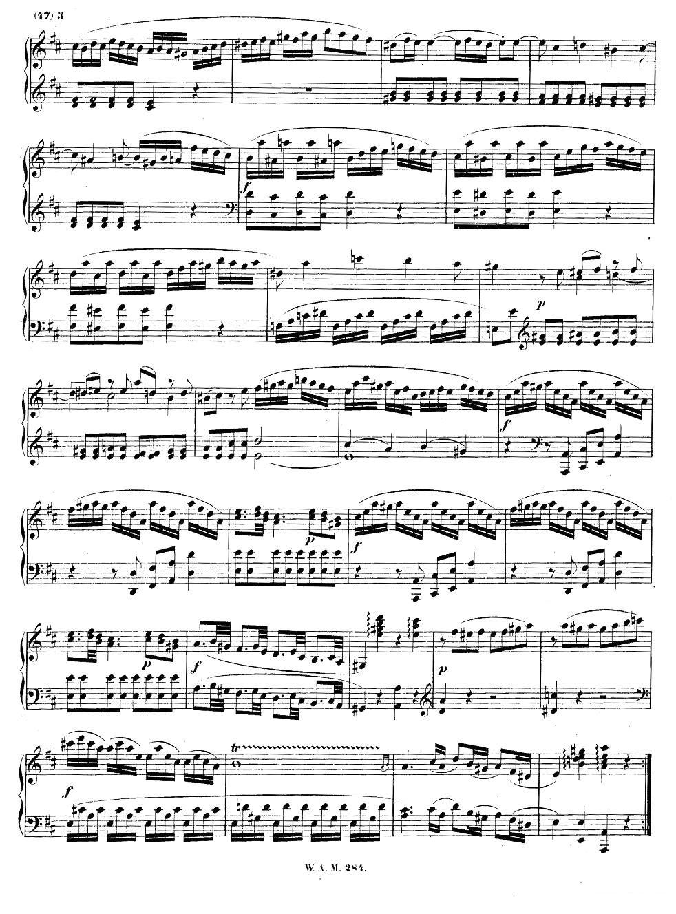 D大调第六钢琴奏鸣曲 KV.284钢琴曲谱（图2）
