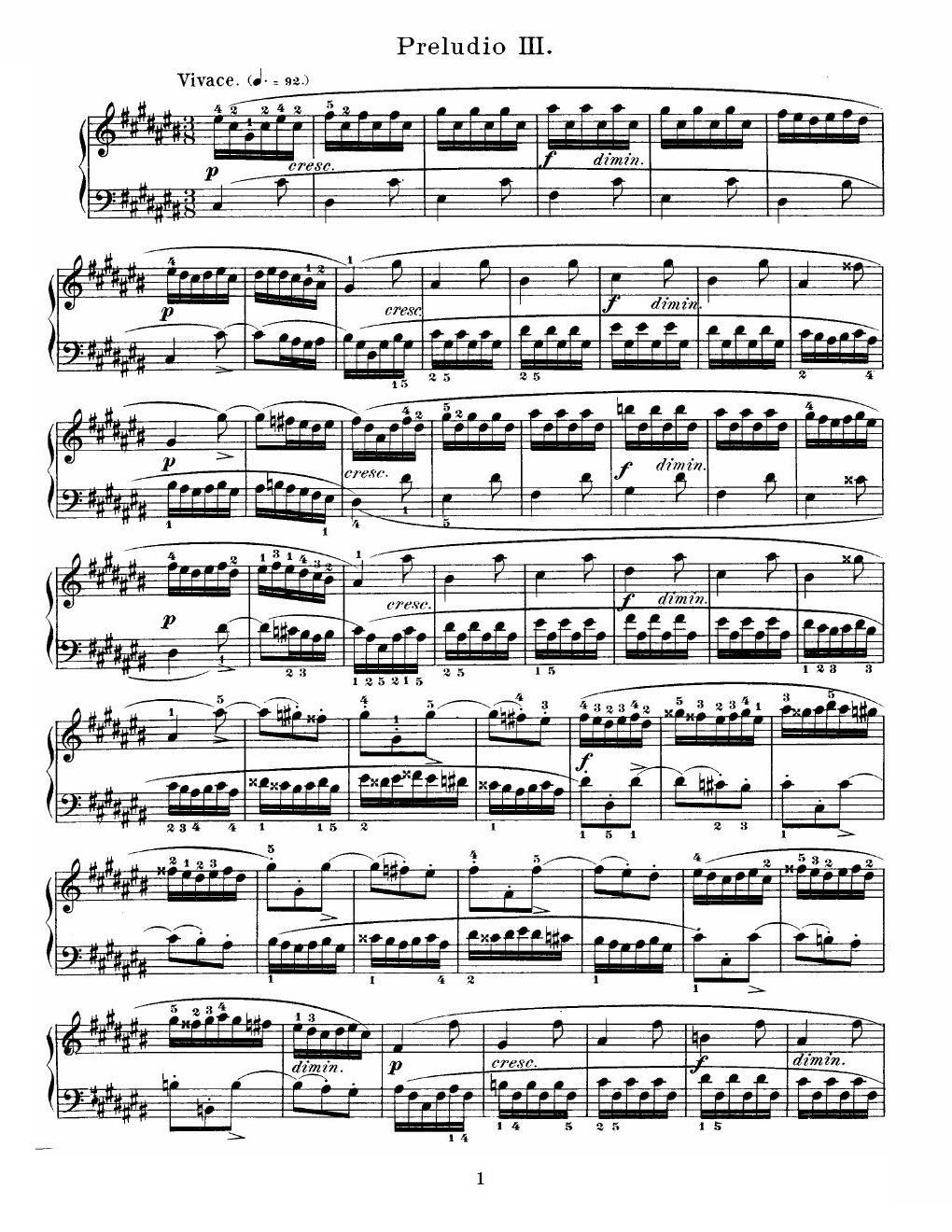 巴赫《平均律钢琴曲集》（Prelude & Fugue-3）钢琴曲谱（图1）