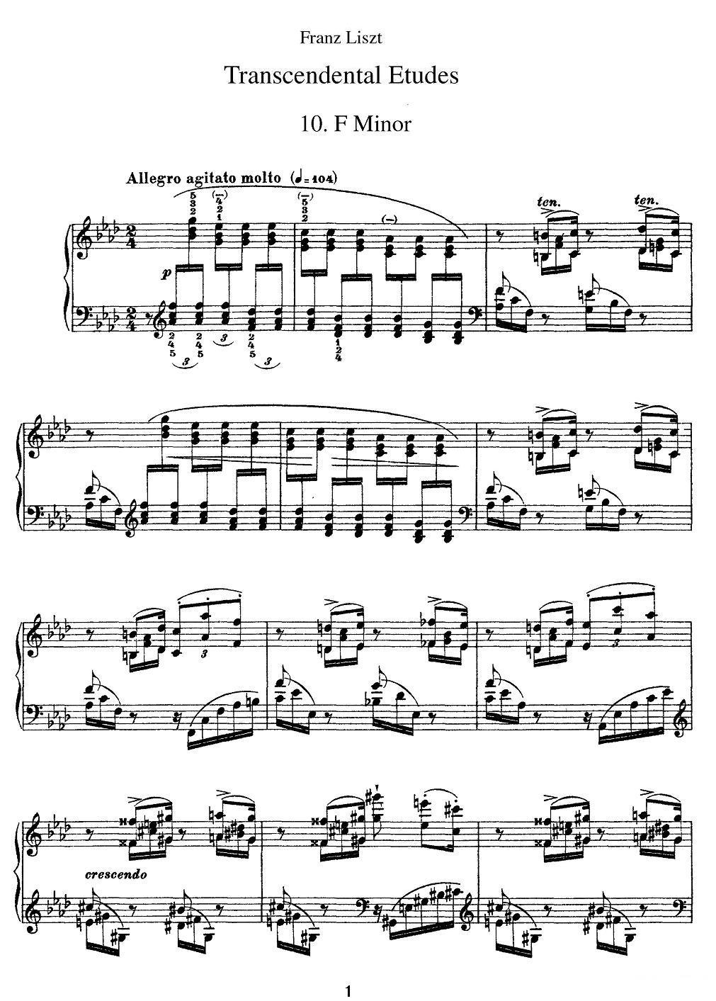 12首超级技巧练习曲：F Minor（F小调）钢琴曲谱（图1）