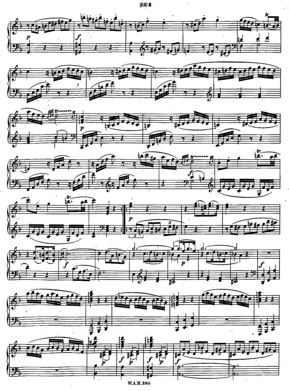 F大调第二钢琴奏鸣曲 KV.280钢琴曲谱（图2）