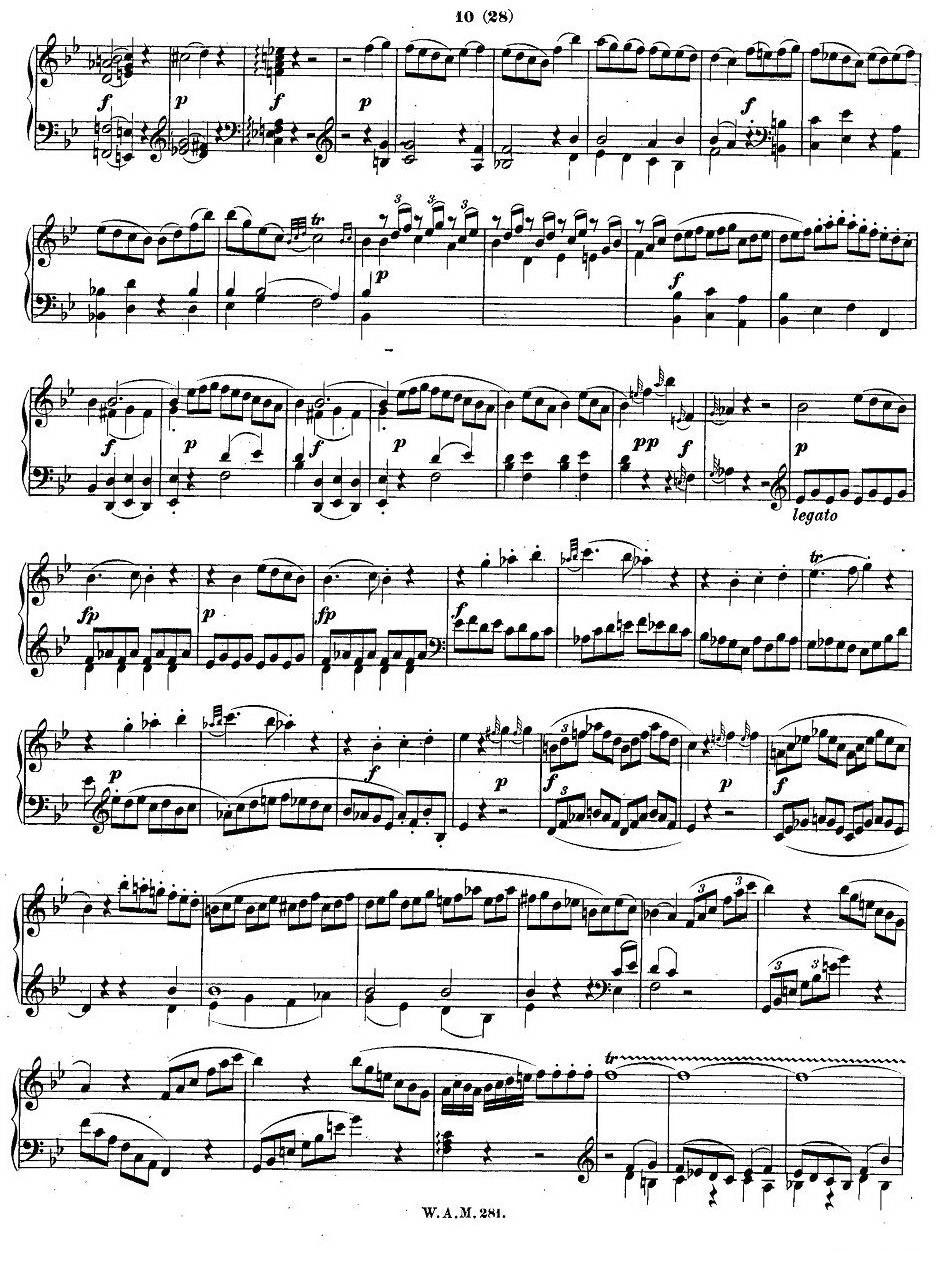 降B大调第三钢琴奏鸣曲 KV.281 钢琴曲谱（图9）