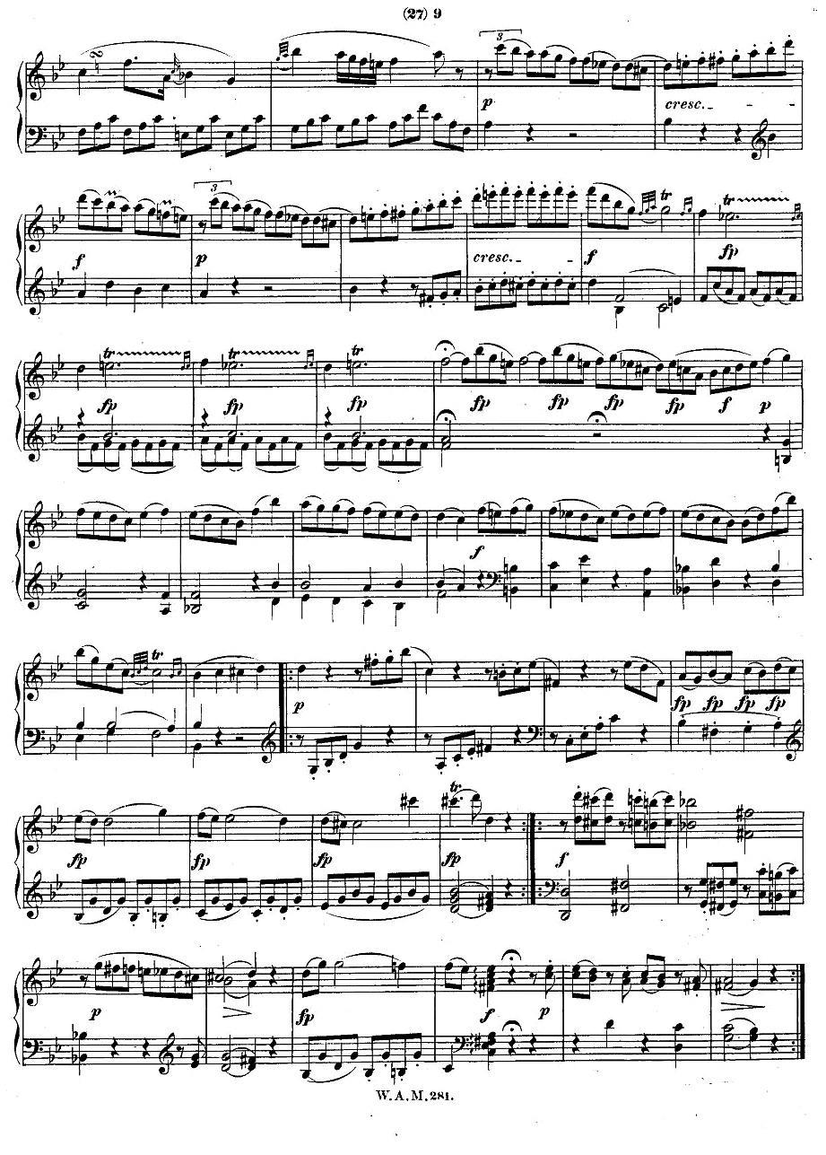 降B大调第三钢琴奏鸣曲 KV.281 钢琴曲谱（图8）