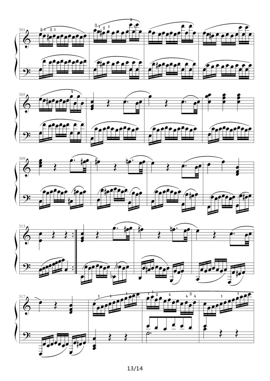 小星星变奏曲 K.265 带指法（Mozart.莫扎特）钢琴曲谱（图13）