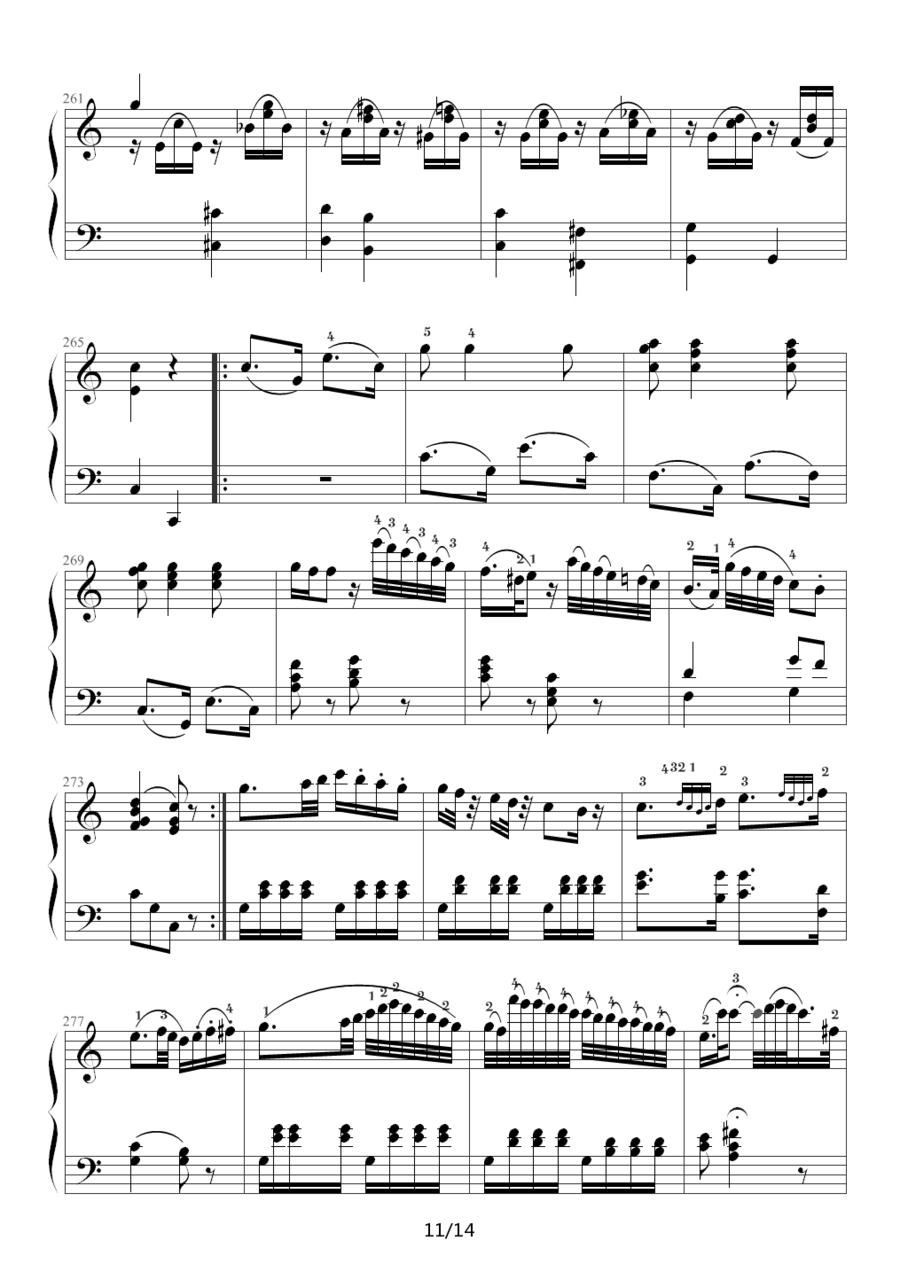 小星星变奏曲 K.265 带指法（Mozart.莫扎特）钢琴曲谱（图11）