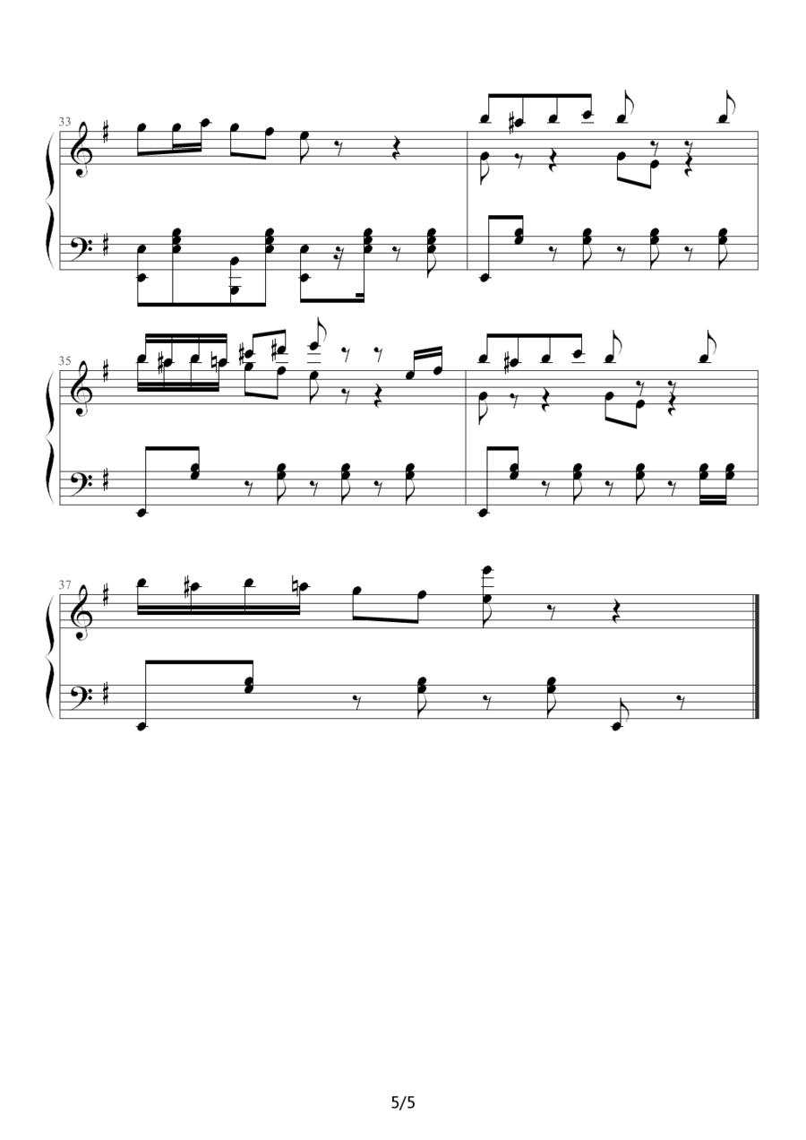 《愤怒的小鸟》主界面背景音乐钢琴曲谱（图5）