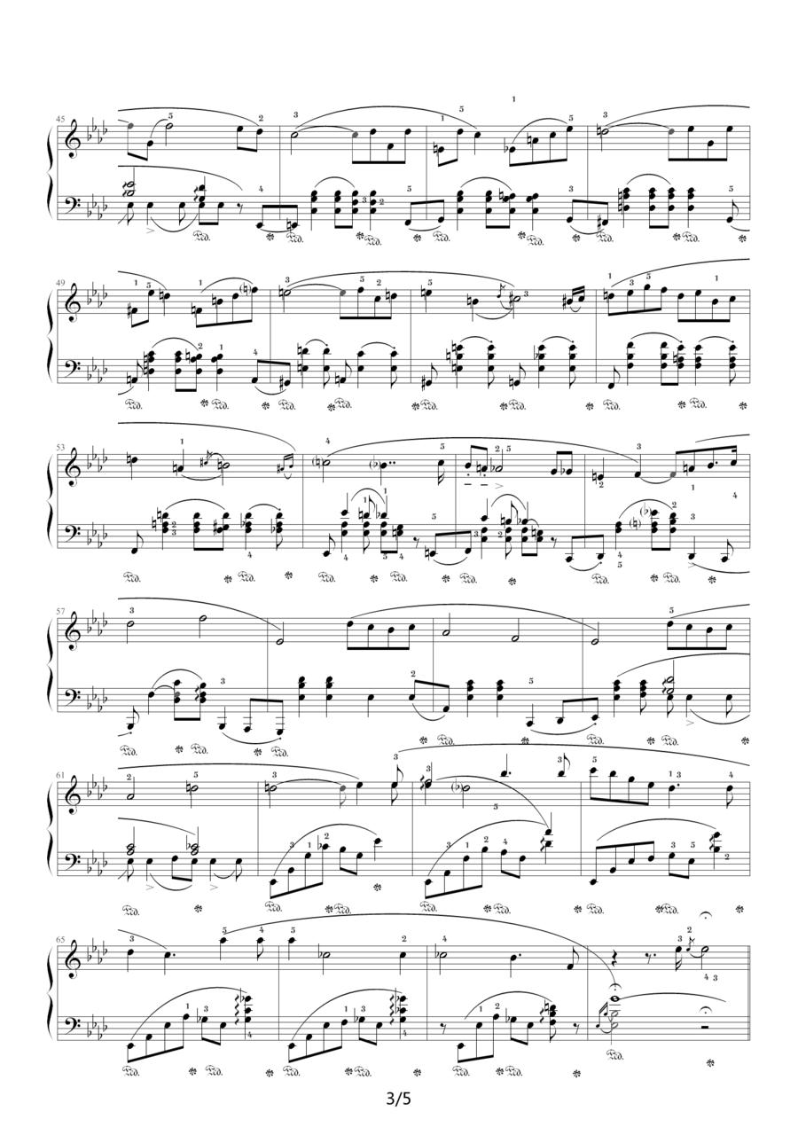 B大调夜曲，Op.62,No.1（肖邦第17号夜曲）钢琴曲谱（图3）