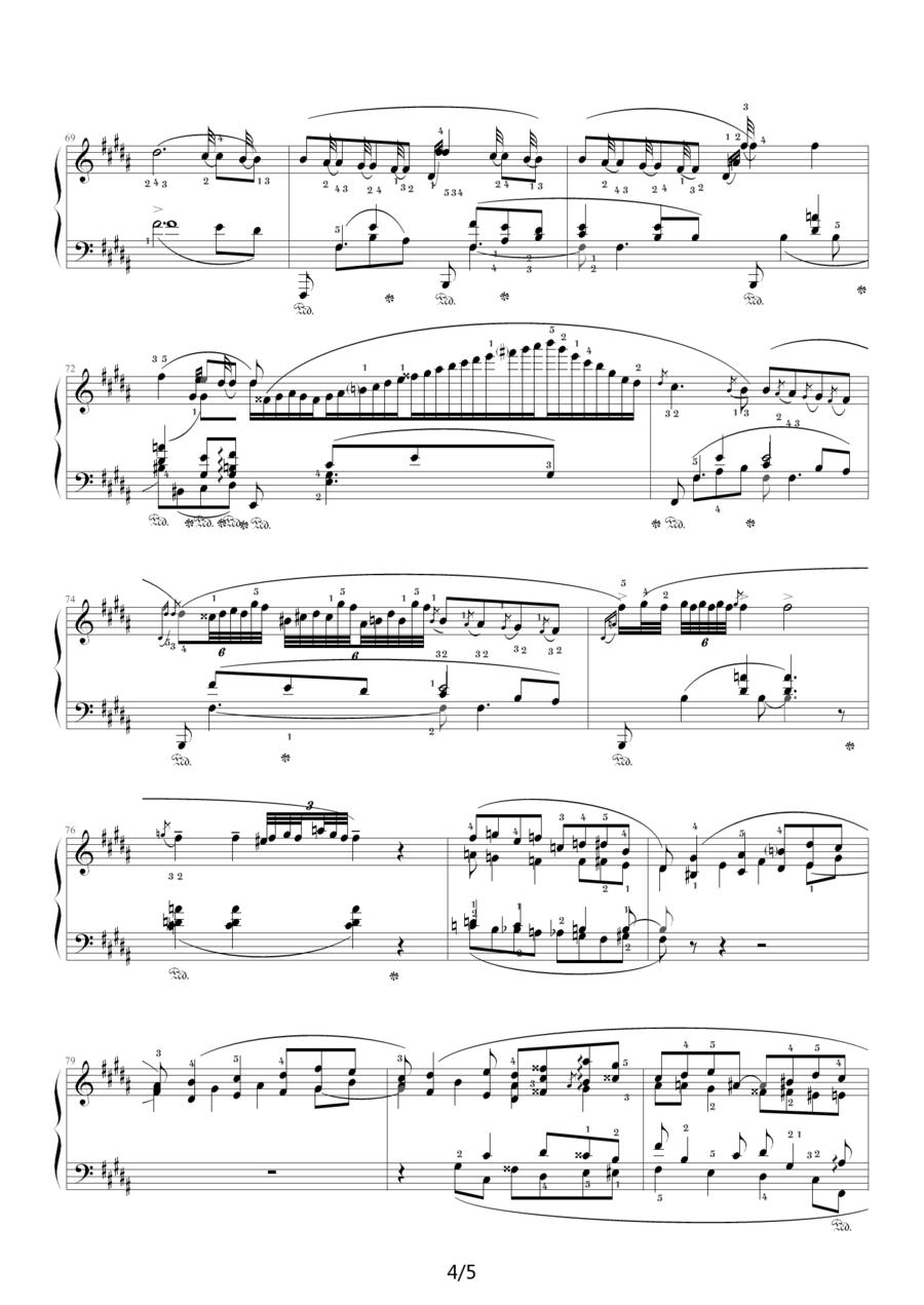 B大调夜曲，Op.62,No.1（肖邦第17号夜曲）钢琴曲谱（图4）