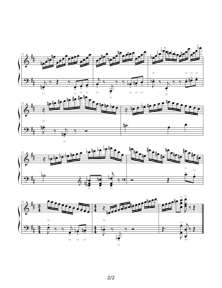 肖斯塔科维奇—前奏曲（5）：D大调钢琴曲谱（图2）