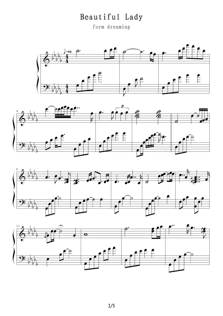 Beautiful Lady - DayDream钢琴曲谱（图1）